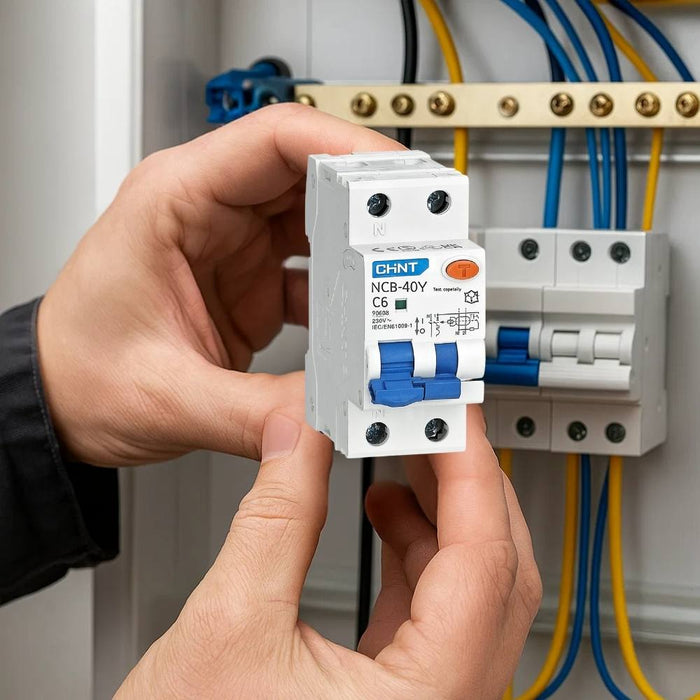 Chint 519867 nxbl40y c6 1p+n 6a 30ma 4,5ka interruttore magnetotermico