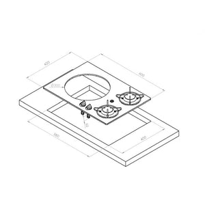 PIANOCOTTURA VETRO 2 FUOC + LAVELLO