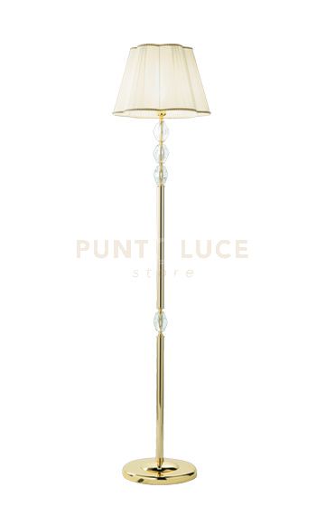 PIANTANA BRIGIDA 1 LUCE ATTACCO E27 H.150+29CM IN CRISTALLO E ORO PARALUME AVORIO E ORO