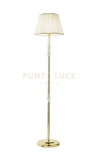 PIANTANA BRIGIDA 1 LUCE ATTACCO E27 H.150+29CM IN CRISTALLO E ORO PARALUME AVORIO E ORO