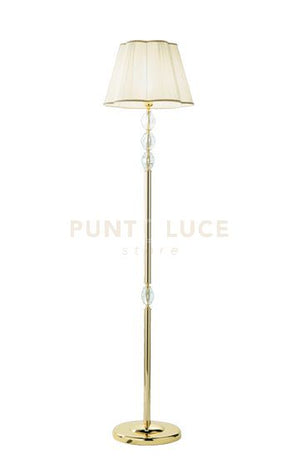 PIANTANA BRIGIDA 1 LUCE ATTACCO E27 H.150+29CM IN CRISTALLO E ORO PARALUME AVORIO E ORO