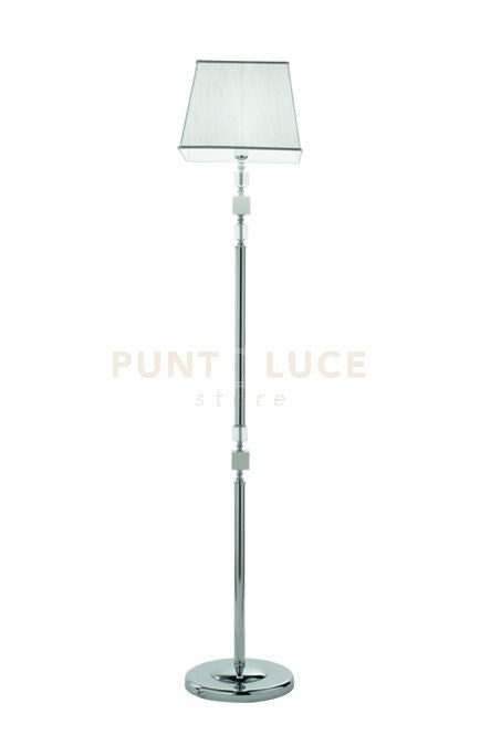 PIANTANA LIVIA CROMO,BIANCO E TRASPARENTE 1 LUCE ATTACCO E27 H.150+30CM