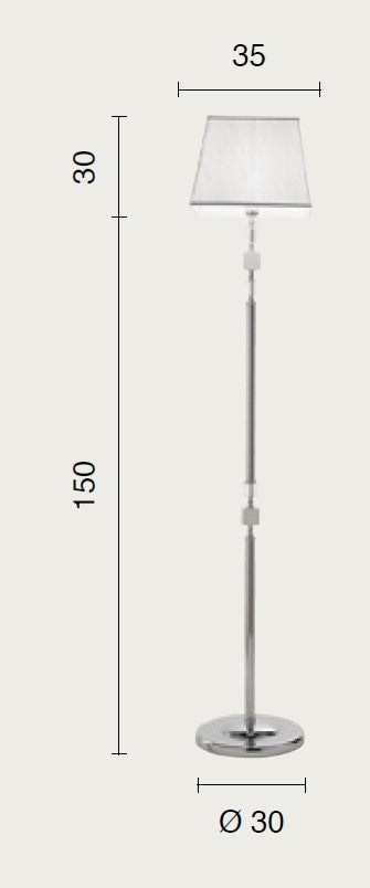 PIANTANA LIVIA CROMO E FUME' E TRASPARENTE 1 LUCE ATTACCO E27 H.150+30CM