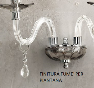 PIANTANA LIVIA CROMO E FUME' E TRASPARENTE 1 LUCE ATTACCO E27 H.150+30CM