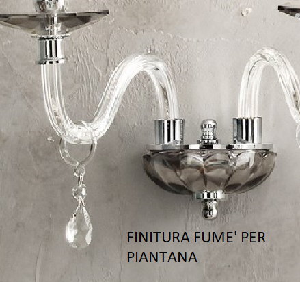 PIANTANA LIVIA CROMO E FUME' E TRASPARENTE 1 LUCE ATTACCO E27 H.150+30CM