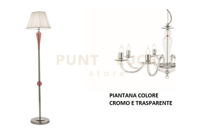 PIANTANA PAGANINI CRISTALLO/CROMO 1 LUCE ATTACCO E27 H.153+26CM