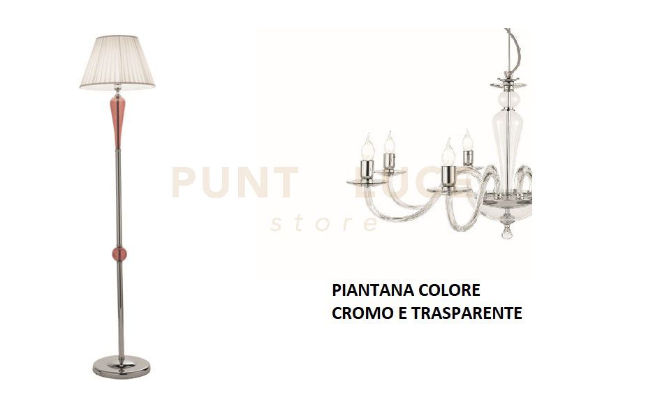PIANTANA PAGANINI CRISTALLO/CROMO 1 LUCE ATTACCO E27 H.153+26CM
