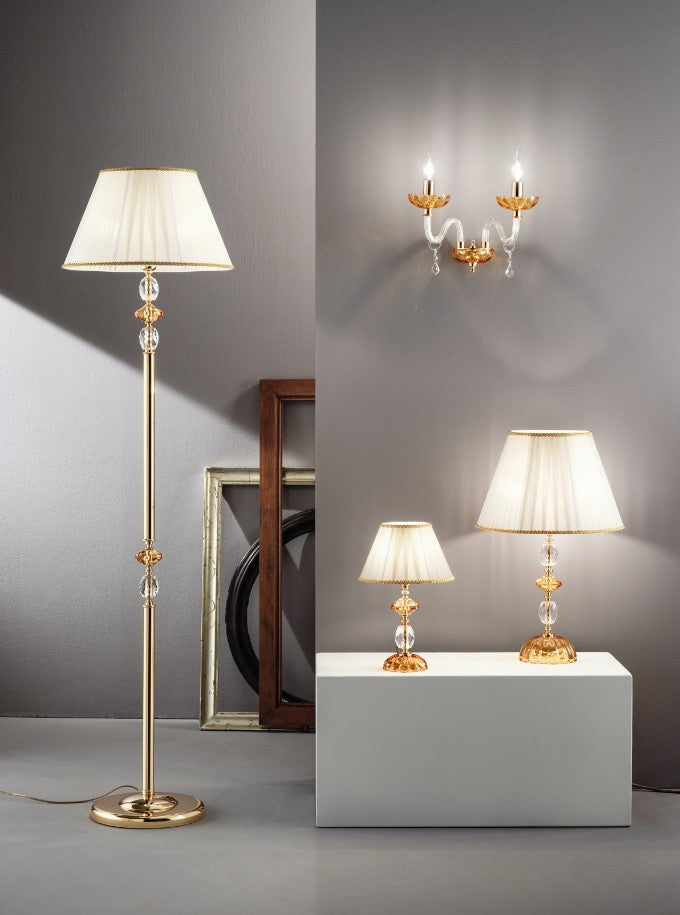 PIANTANA PATRICIA AMBRA E TRASPARENTE 1 LUCE ATTACCO E27 H.150+26CM