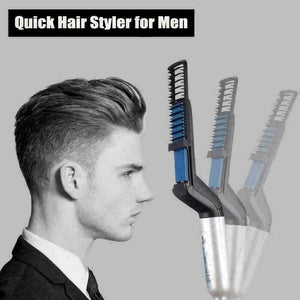 PIASTRA SPAZZOLA ELETTRICA PETTINE LISCIANTE CAPELLI BARBA UOMO STYLING 2 IN 1