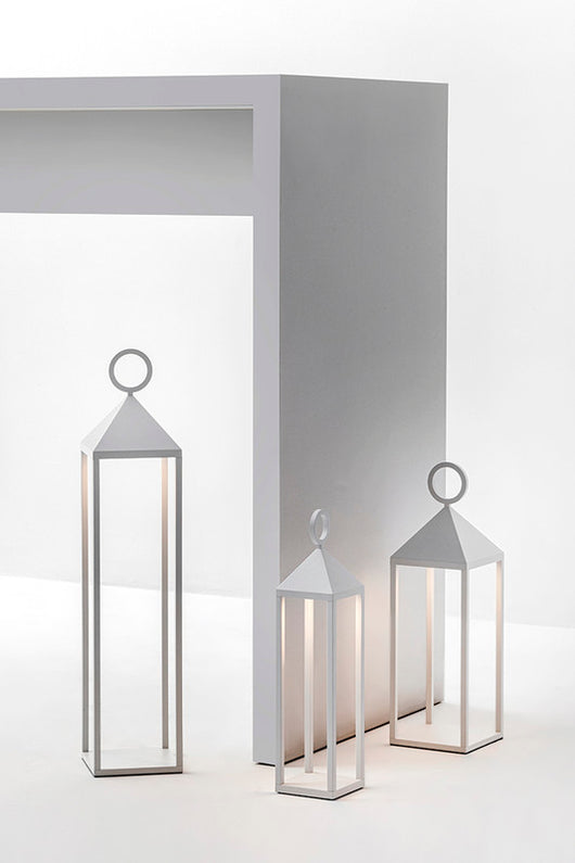 Lanterna moderna Pic Nic a led da 2,2W IP54 ricaricabile e dimmerabile h. 47cm bianco