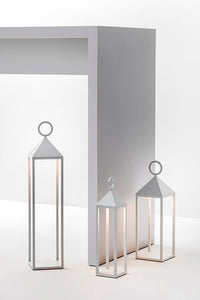 Lanterna moderna Pic Nic a led da 2,2W IP54 ricaricabile e dimmerabile h. 67cm bianco