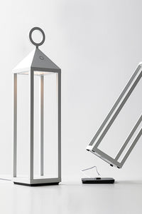 Lanterna moderna Pic Nic a led da 2,2W IP54 ricaricabile e dimmerabile h. 67cm bianco