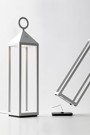 Lanterna moderna Pic Nic a led da 2,2W IP54 ricaricabile e dimmerabile h. 67cm corten