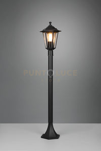 PIENZA PALO DA ESTERNO 6 LATI FUSIONE DI ALLUMINIO NERA E VETRO TRASPARENTE H. 100CM IP44 1 LUCE ATTACCO E27