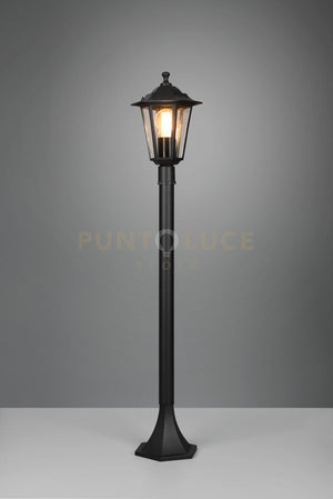 PIENZA PALO DA ESTERNO 6 LATI FUSIONE DI ALLUMINIO NERA E VETRO TRASPARENTE H. 100CM IP44 1 LUCE ATTACCO E27