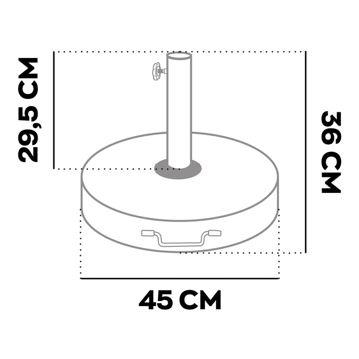 Pietra - Base per Ombrellone da Giardino Rotondo Ø45 cm 25 Kg in Pietra Grigio