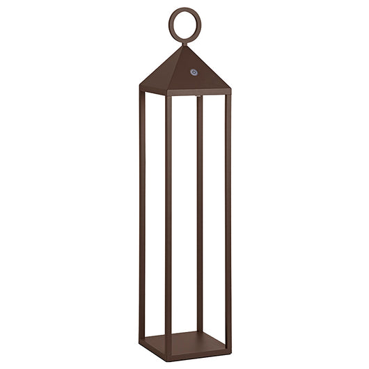 Lanterna moderna Pic Nic a led da 2,2W IP54 ricaricabile e dimmerabile h. 67cm corten