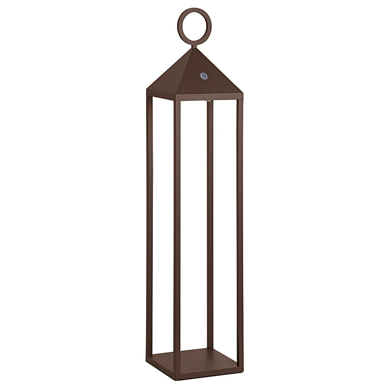 Lanterna moderna Pic Nic a led da 2,2W IP54 ricaricabile e dimmerabile h. 67cm corten