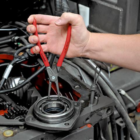 PINZA DI PRECISIONE PER ANELLI DI SICUREZZA INTERNI A FORI 100MM – ANTISCIVOLO KNIPEX 4811J3