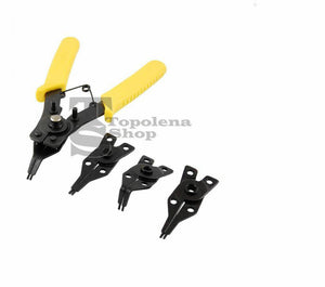 PINZA SEEGER PER FERMI APRI ANELLI ELASTICI INTERNI ESTERNI KIT SET 4 TESTE