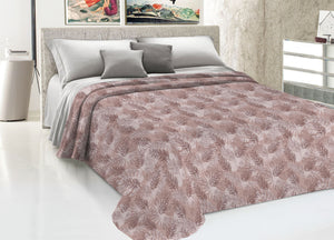 Copriletto Piquet Primavera Estate 100% Cotone Disegno Tropical Felce - Singolo - Rosa