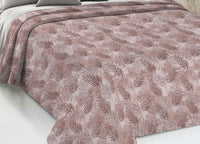 Copriletto Piquet Primavera Estate 100% Cotone Disegno Tropical Felce - Singolo - Rosa