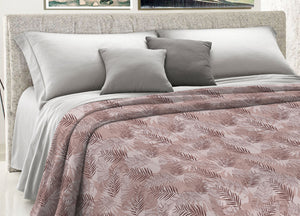 Copriletto Piquet Primavera Estate 100% Cotone Disegno Tropical Felce - Singolo - Rosa