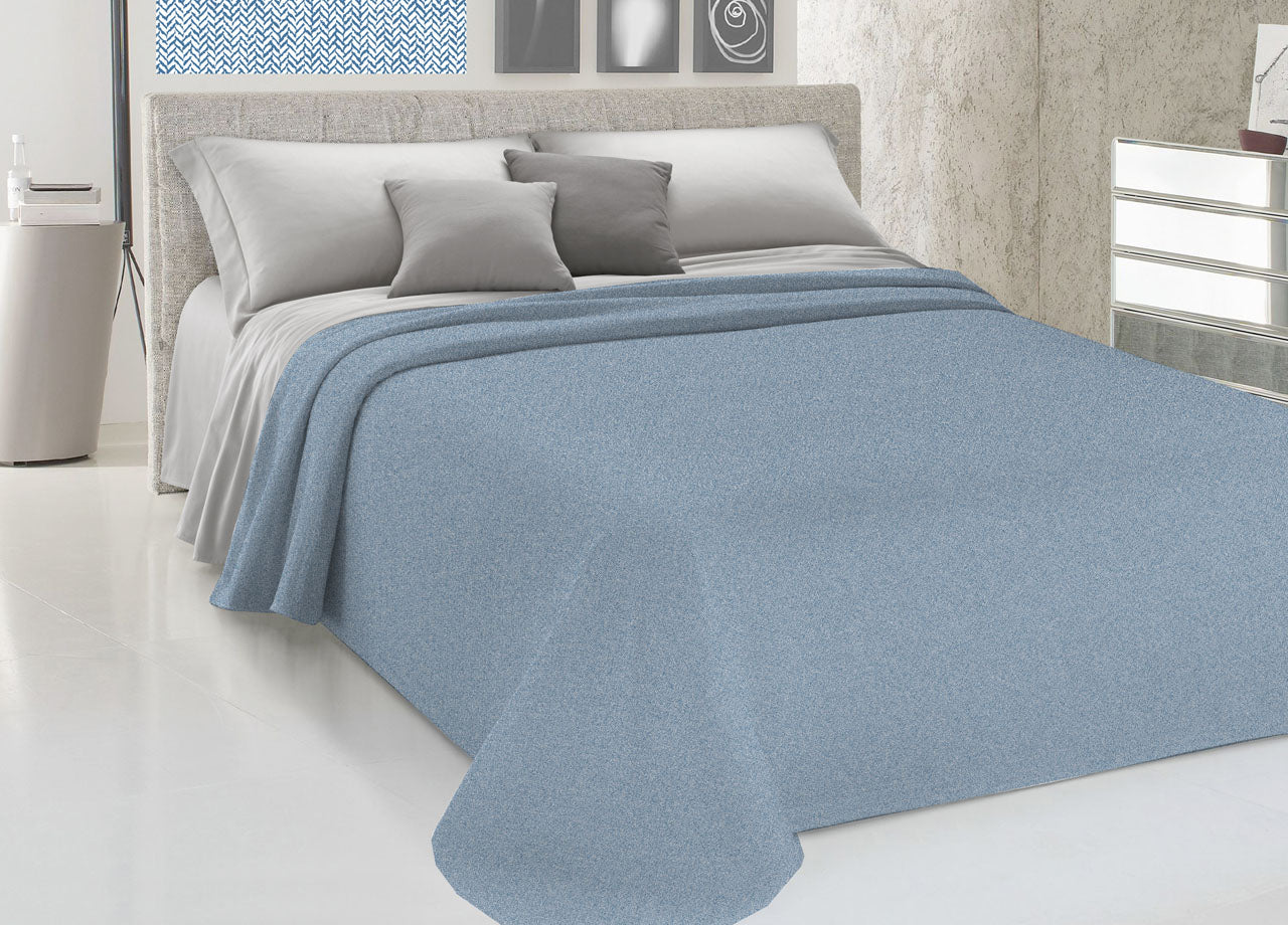 Copriletto Piquet Primavera Estate 100% Cotone Disegno 8026 - 1 Piazza e Mezza - Blu