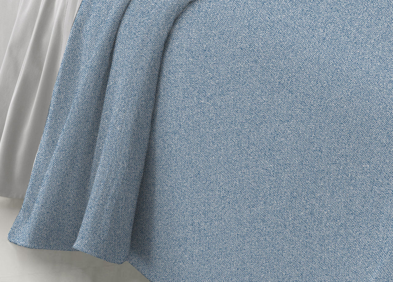 Copriletto Piquet Primavera Estate 100% Cotone Disegno 8026 - 1 Piazza e Mezza - Blu