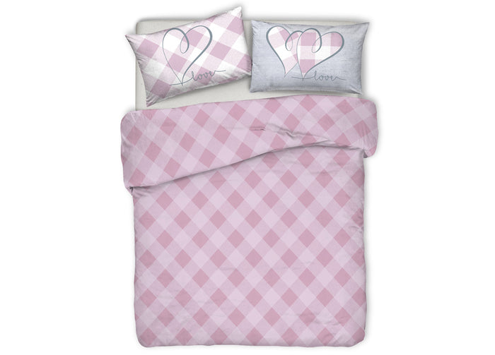 Copriletto Piquet Primavera Estate 100% Cotone Disegno Lovely Check - 1 Piazza e Mezza - Rosa