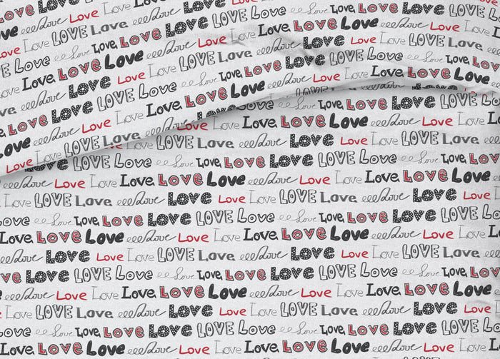 Copriletto Piquet Primavera Estate 100% Cotone Disegno Love Love Cuori - Singolo - Grigio