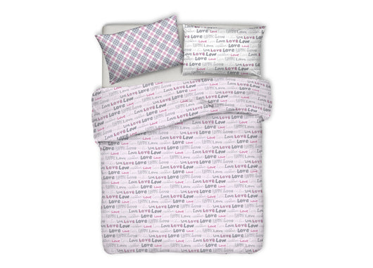 Copriletto Piquet Primavera Estate 100% Cotone Disegno Love Love Cuori - Matrimoniale - Rosa