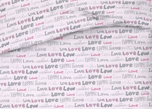 Copriletto Piquet Primavera Estate 100% Cotone Disegno Love Love Cuori - Matrimoniale - Rosa
