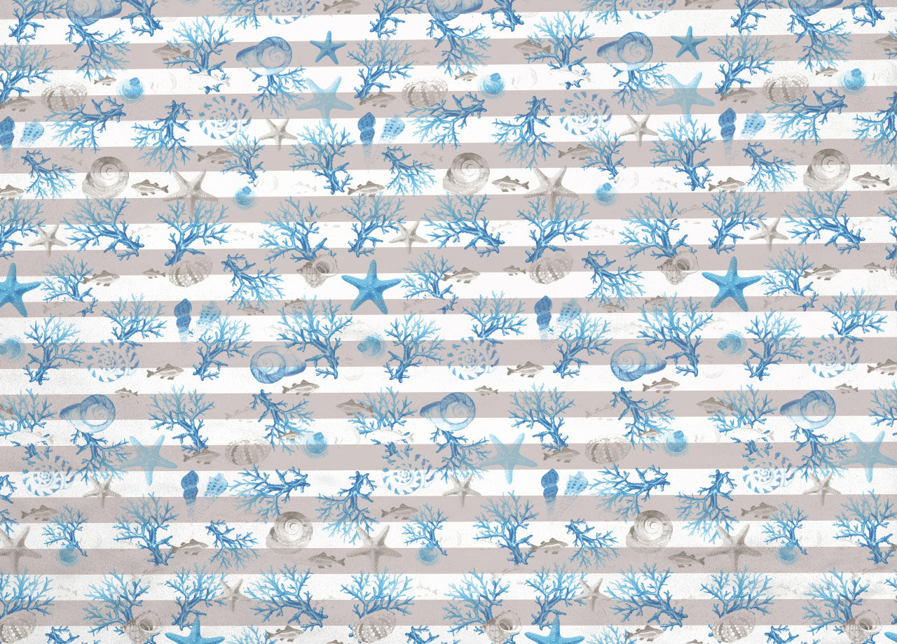 Copriletto Piquet Primavera Estate 100% Cotone Disegno Marina Riga - Singolo - Azzurro