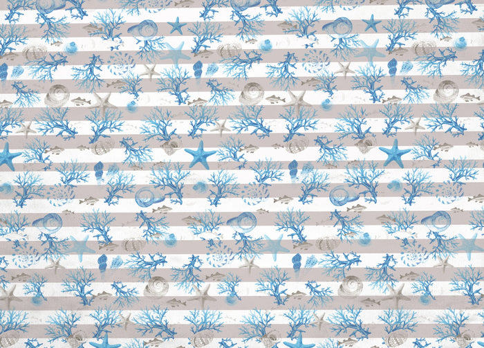 Copriletto Piquet Primavera Estate 100% Cotone Disegno Marina Riga - Singolo - Azzurro