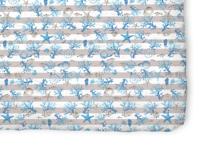 Copriletto Piquet Primavera Estate 100% Cotone Disegno Marina Riga - Singolo - Azzurro