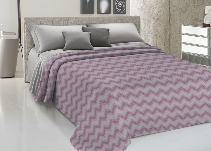 Copriletto Piquet Primavera Estate 100% Cotone Disegno 7672 Zig Zag - 1 Piazza e Mezza - Rosa
