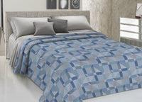 Copriletto Piquet Primavera Estate 100% Cotone Disegno 7879 Atene - Singolo - Azzurro