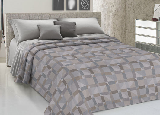 Copriletto Piquet Primavera Estate 100% Cotone Disegno 7879 Atene - Piazza e Mezza - Beige