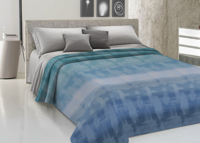 Copriletto Piquet Primavera Estate 100% Cotone Disegno Arcobaleno - Singolo - Blu