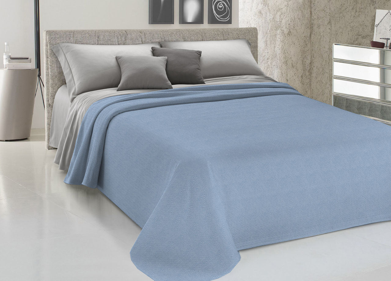 Copriletto Piquet Primavera Estate 100% Cotone Disegno Dublino Bon Bon - Singolo - Azzurro