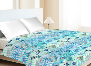 Copriletto Piquet Primavera Estate 100% Cotone Disegno Mare 25GI - Piazza E Mezza - Mare 25GI