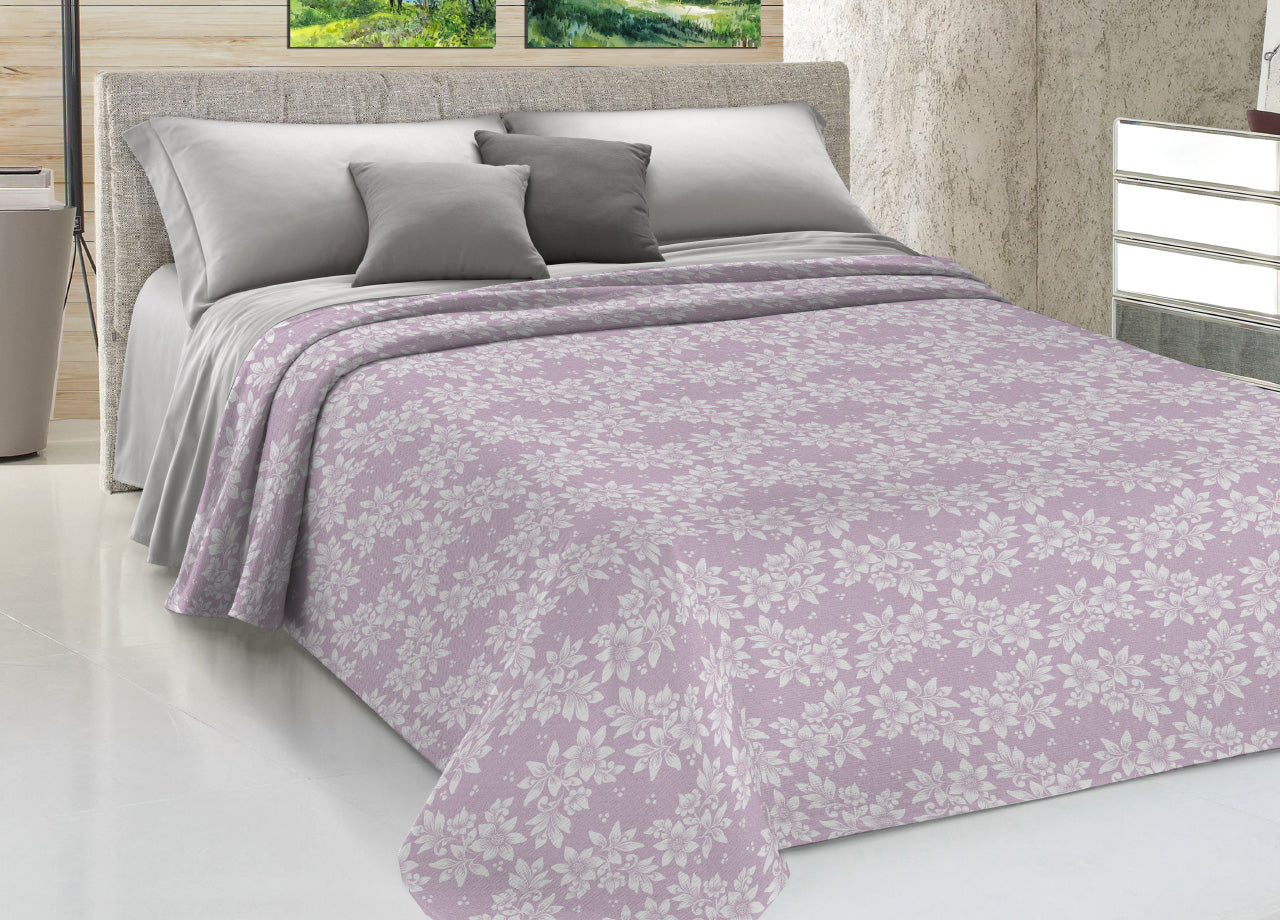 Copriletto Piquet Primavera Estate 100% Cotone Sofia Disegno Olivia - 1 Piazza e Mezza - Rosa