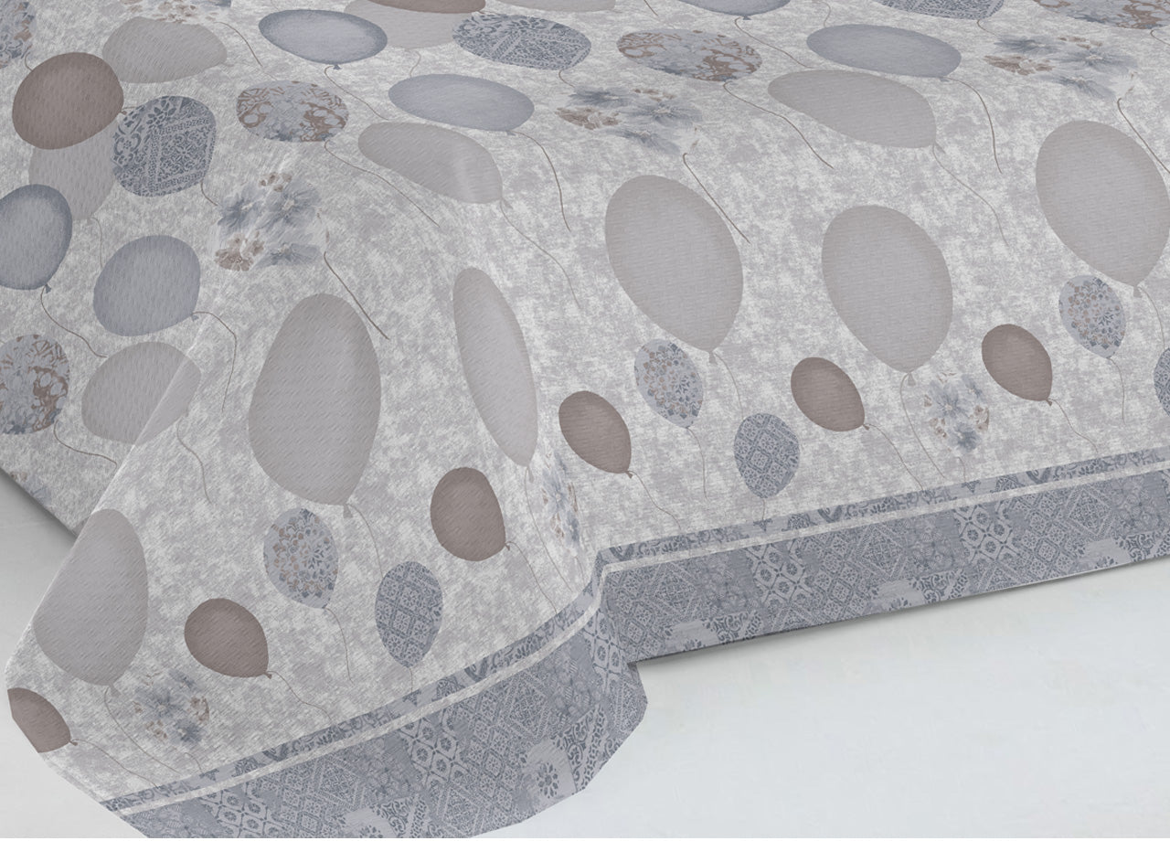 Copriletto Piquet Primavera Estate 100% Cotone Disegno Palloncini - Matrimoniale - Grigio