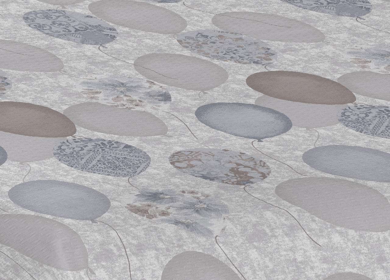 Copriletto Piquet Primavera Estate 100% Cotone Disegno Palloncini - Matrimoniale - Grigio