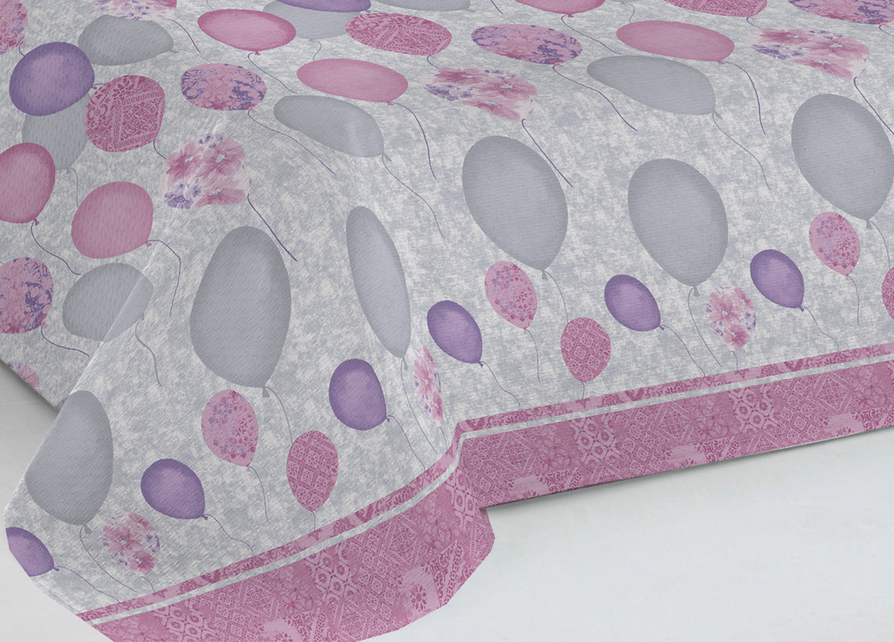 Copriletto Piquet Primavera Estate 100% Cotone Disegno Palloncini - Singolo - Rosa