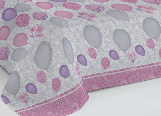 Copriletto Piquet Primavera Estate 100% Cotone Disegno Palloncini - Singolo - Rosa