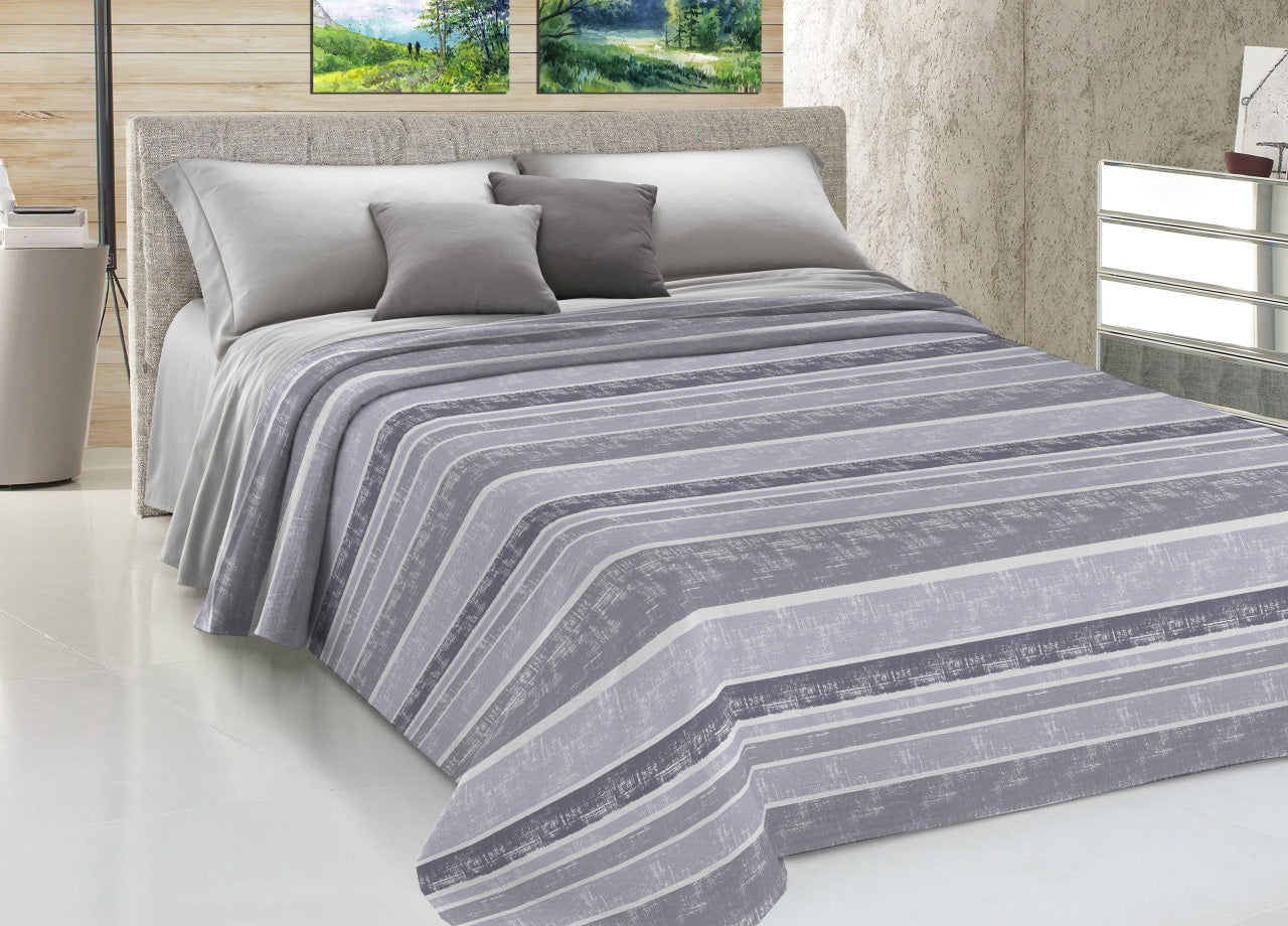 Copriletto Piquet Primavera Estate 100% Cotone Sofia Disegno Rodrigo - Matrimoniale - Grigio