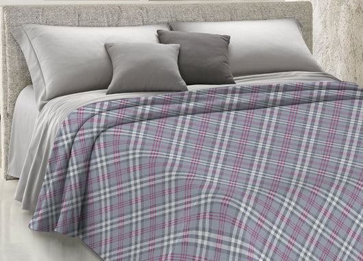 Copriletto Piquet Primavera Estate 100% Cotone Disegno Scotty Scozzese - Singolo - Rosa