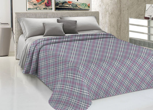 Copriletto Piquet Primavera Estate 100% Cotone Disegno Scotty Scozzese - Singolo - Rosa